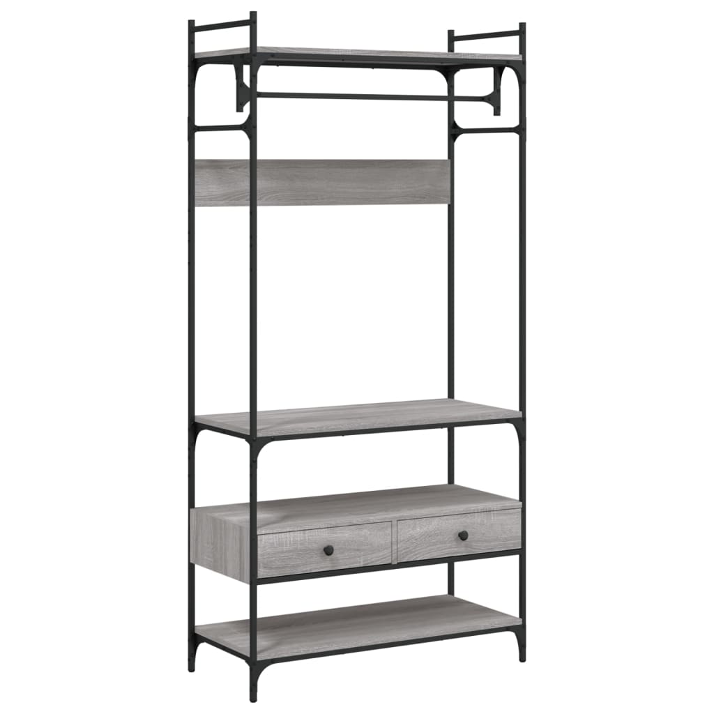 vidaXL Wardrobe with Drawers Grey Sonoma 89x39x184.5cm Engineered Wood