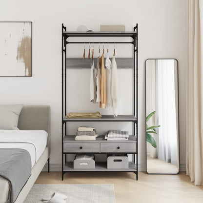 vidaXL Wardrobe with Drawers Grey Sonoma 89x39x184.5cm Engineered Wood