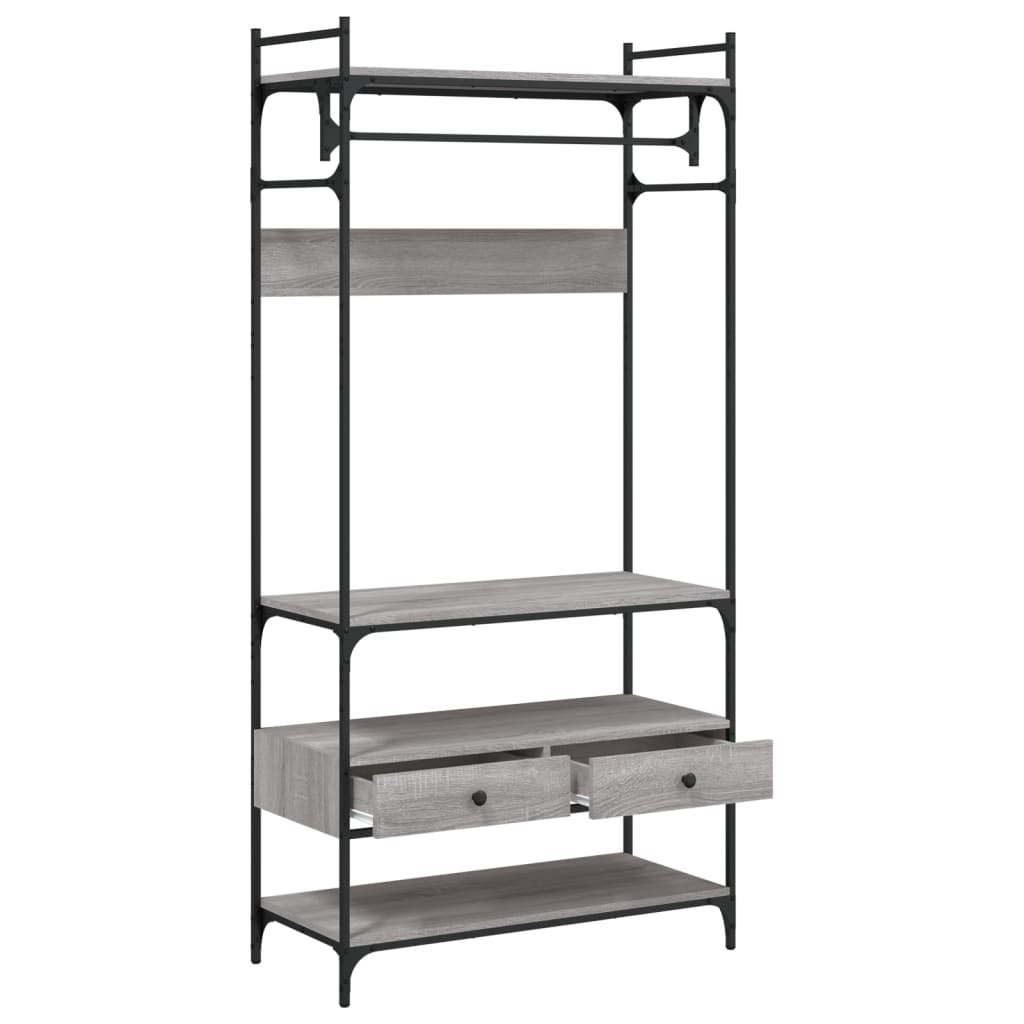 vidaXL Wardrobe with Drawers Grey Sonoma 89x39x184.5cm Engineered Wood