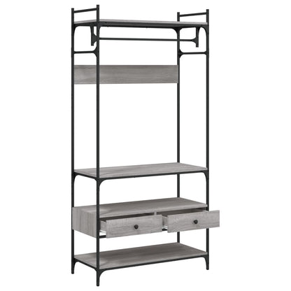 vidaXL Wardrobe with Drawers Grey Sonoma 89x39x184.5cm Engineered Wood