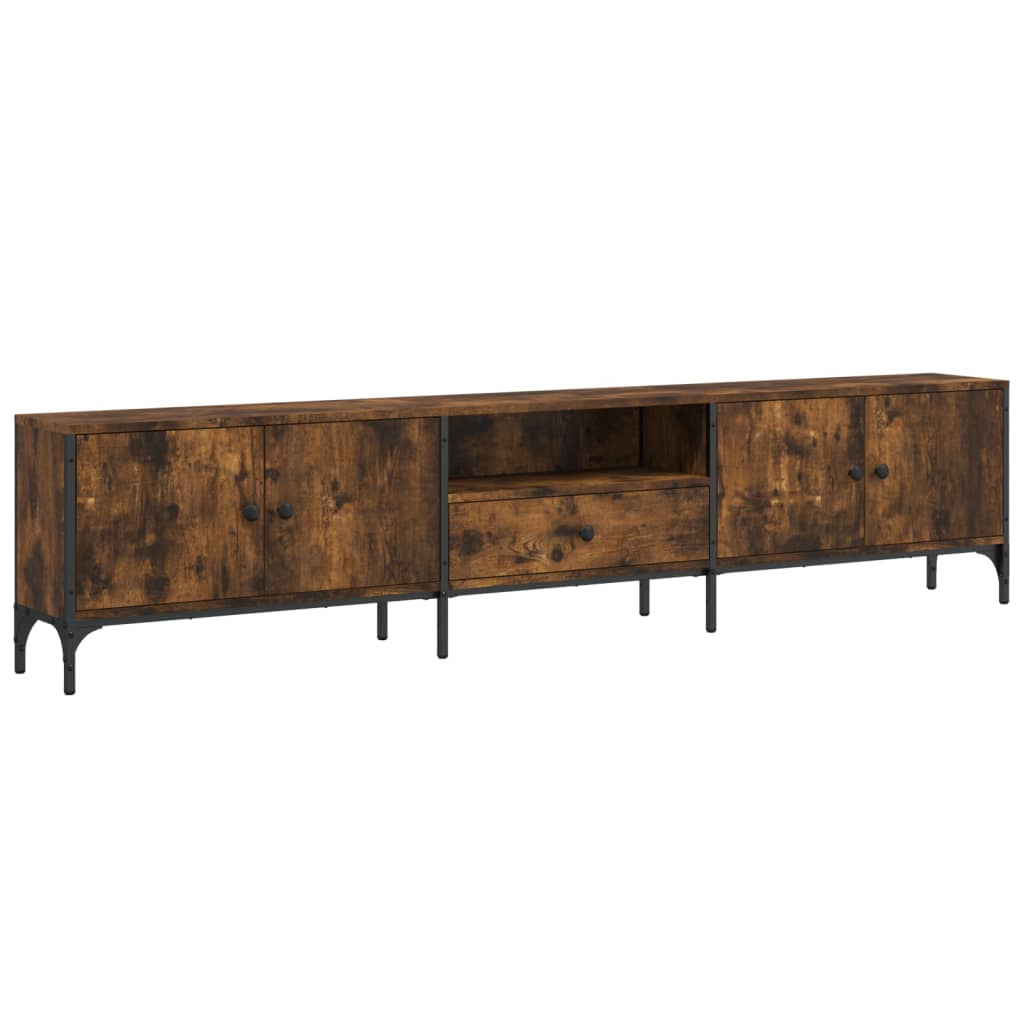 vidaXL TV Cabinet with Drawer Smoked Oak 200x25x44 cm Engineered Wood