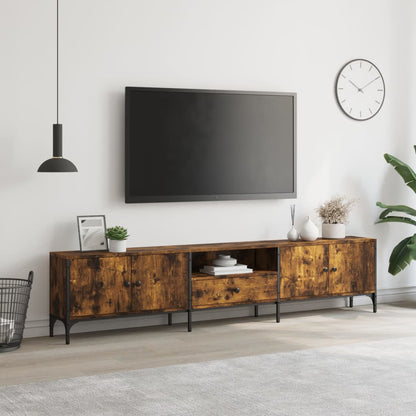 vidaXL TV Cabinet with Drawer Smoked Oak 200x25x44 cm Engineered Wood