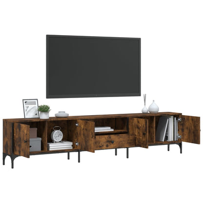 vidaXL TV Cabinet with Drawer Smoked Oak 200x25x44 cm Engineered Wood