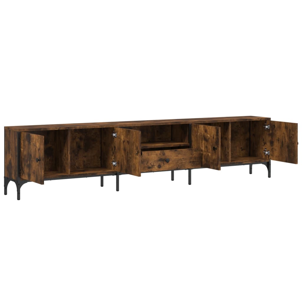vidaXL TV Cabinet with Drawer Smoked Oak 200x25x44 cm Engineered Wood