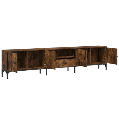 vidaXL TV Cabinet with Drawer Smoked Oak 200x25x44 cm Engineered Wood
