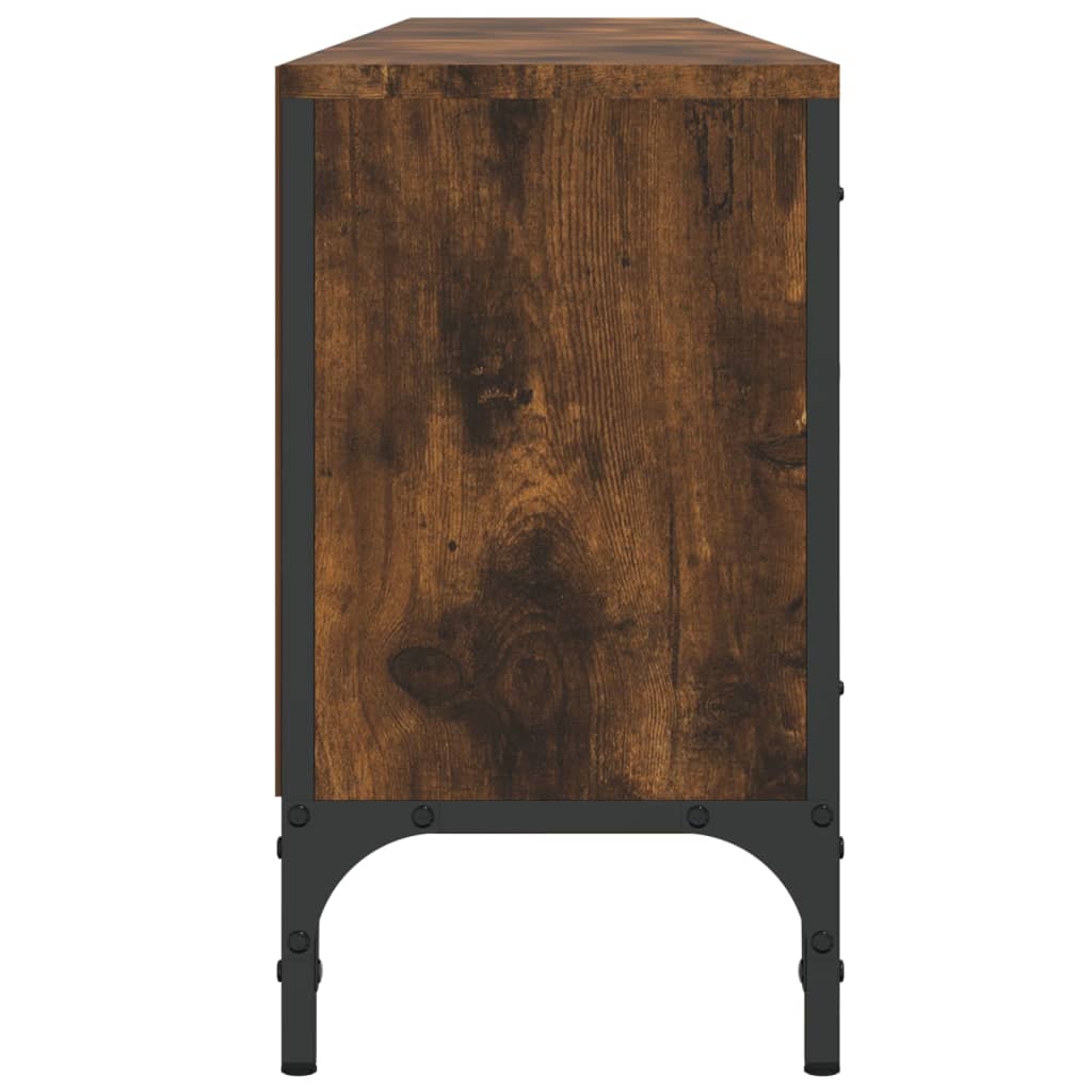 vidaXL TV Cabinet with Drawer Smoked Oak 200x25x44 cm Engineered Wood