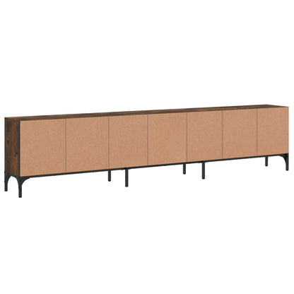 vidaXL TV Cabinet with Drawer Smoked Oak 200x25x44 cm Engineered Wood