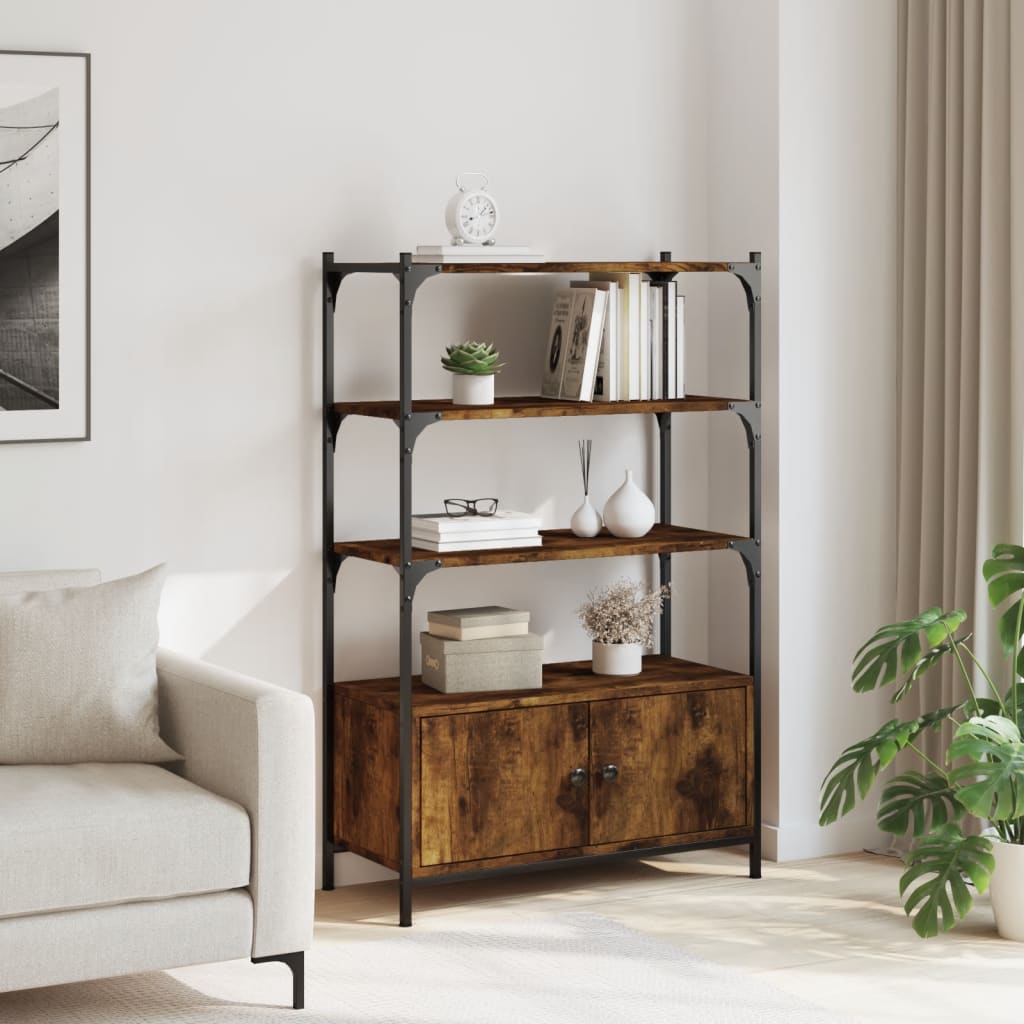vidaXL Bookcase 3-Tier Smoked Oak 70x30x109,5 cm Engineered Wood