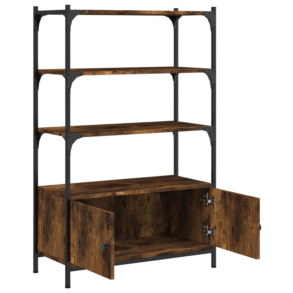 vidaXL Bookcase 3-Tier Smoked Oak 70x30x109.5 cm Engineered Wood