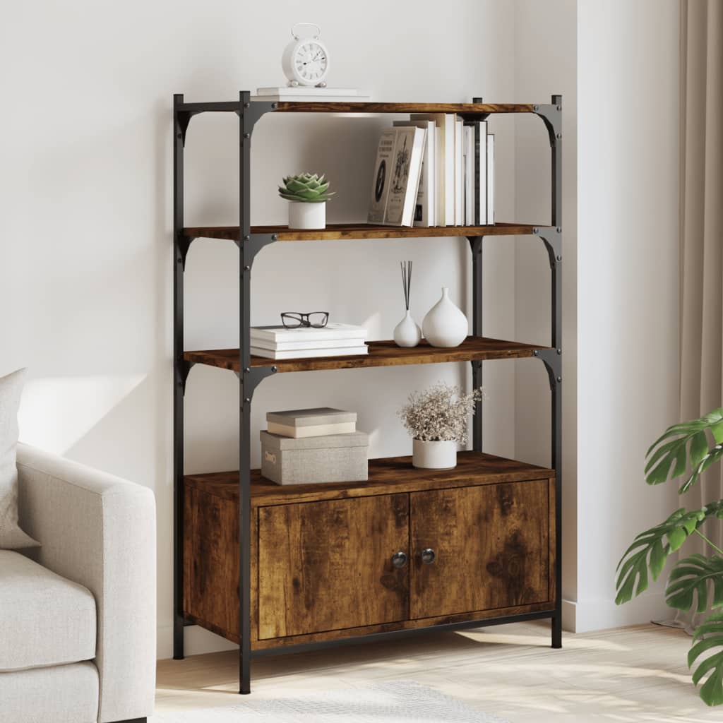 vidaXL Bookcase 3-Tier Smoked Oak 70x30x109,5 cm Engineered Wood
