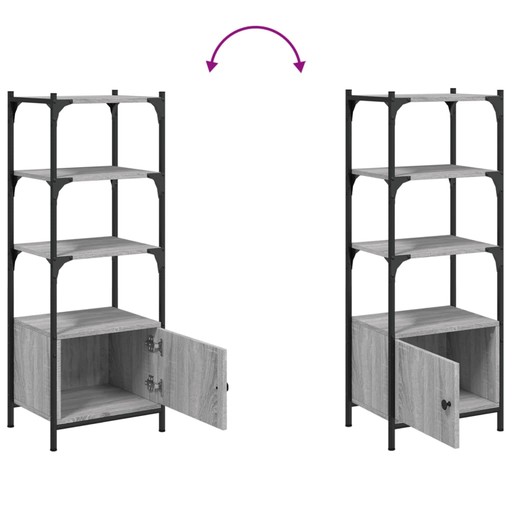 vidaXL Bookcase 3-Tier Grey Sonoma 41x30x109.5 cm Engineered Wood