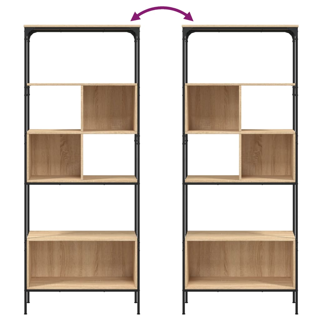 vidaXL Bookcase 5-Tier Sonoma Oak 76x33x188,5 cm Engineered Wood