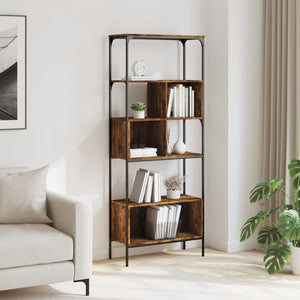vidaXL Bookcase 5-Tier Smoked Oak 76x33x188.5 cm Engineered Wood