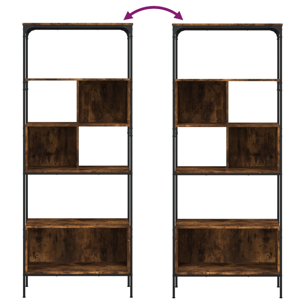 vidaXL Bookcase 5-Tier Smoked Oak 76x33x188,5 cm Engineered Wood