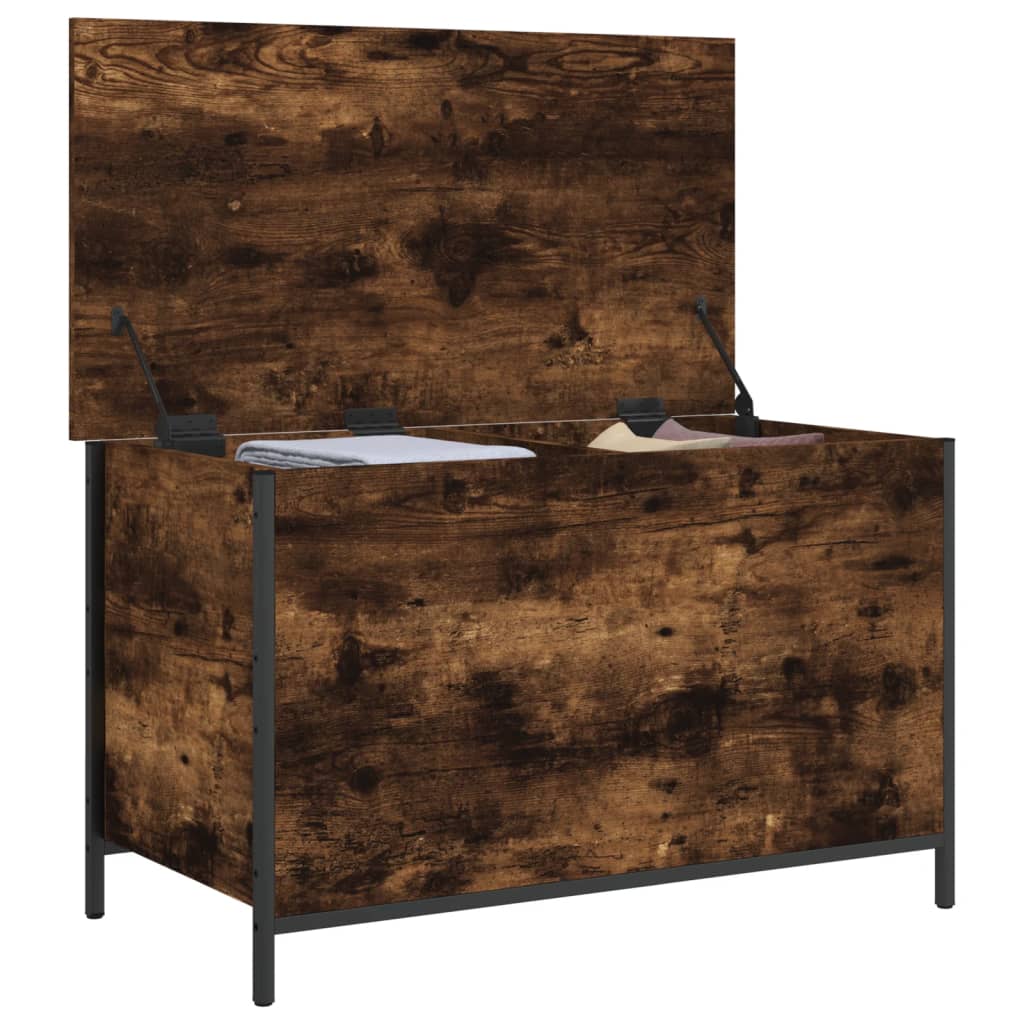 vidaXL Storage Bench Smoked Oak 80x42.5x50 cm Engineered Wood