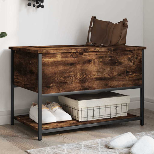 vidaXL Storage Bench Smoked Oak 70x42.5x47 cm Engineered Wood