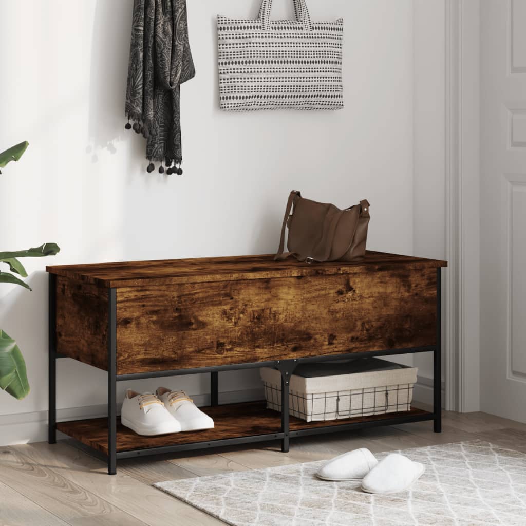 vidaXL Storage Bench Smoked Oak 100x42,5x47 cm Engineered Wood