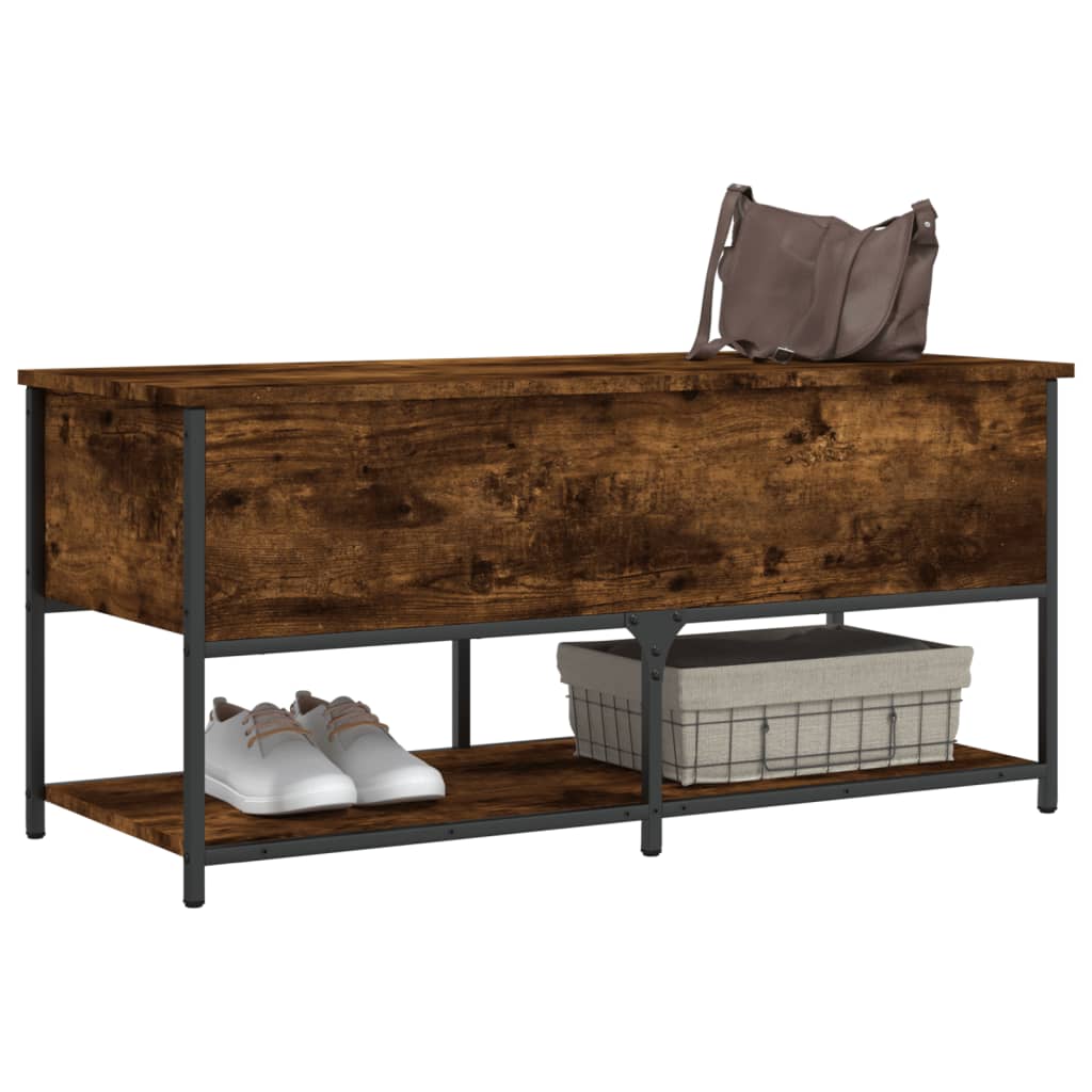 vidaXL Storage Bench Smoked Oak 100x42,5x47 cm Engineered Wood