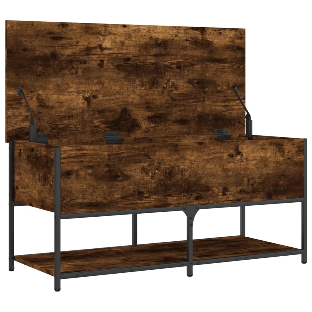 vidaXL Storage Bench Smoked Oak 100x42,5x47 cm Engineered Wood
