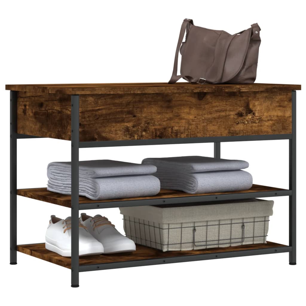 vidaXL Shoe Bench Smoked Oak 70x42.5x50 cm Engineered Wood