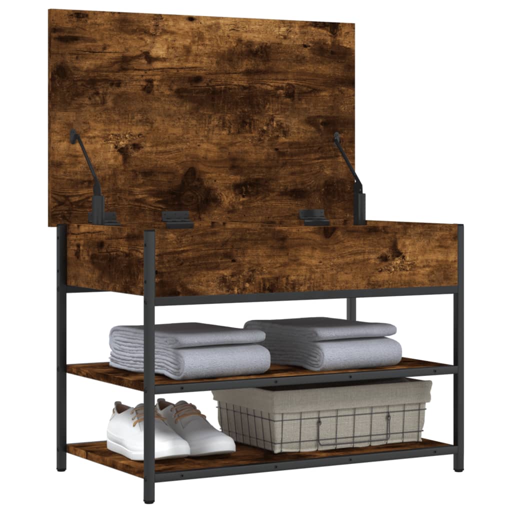 vidaXL Shoe Bench Smoked Oak 70x42,5x50 cm Engineered Wood