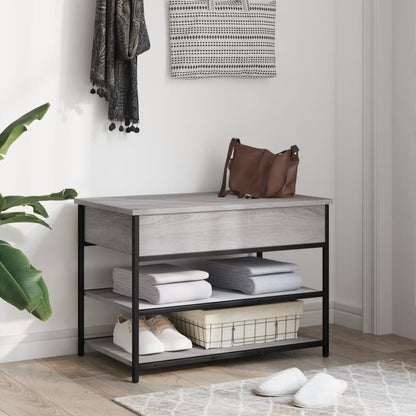 vidaXL Shoe Bench Grey Sonoma 70x42,5x50 cm Engineered Wood