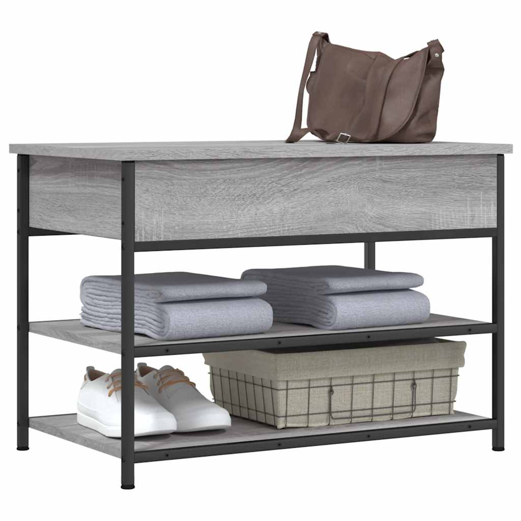 vidaXL Shoe Bench Grey Sonoma 70x42,5x50 cm Engineered Wood