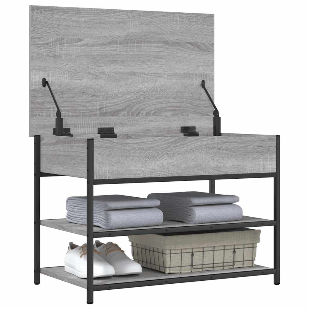 vidaXL Shoe Bench Grey Sonoma 70x42,5x50 cm Engineered Wood