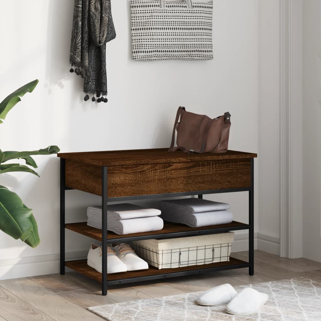 vidaXL Shoe Bench Brown Oak 70x42.5x50 cm Engineered Wood