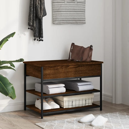 vidaXL Shoe Bench Brown Oak 70x42.5x50 cm Engineered Wood