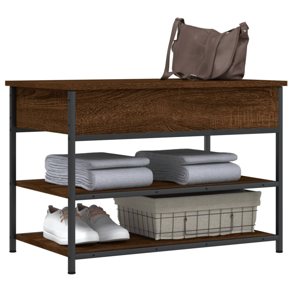 vidaXL Shoe Bench Brown Oak 70x42.5x50 cm Engineered Wood