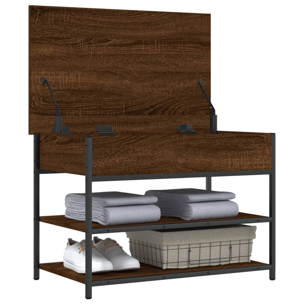 vidaXL Shoe Bench Brown Oak 70x42.5x50 cm Engineered Wood