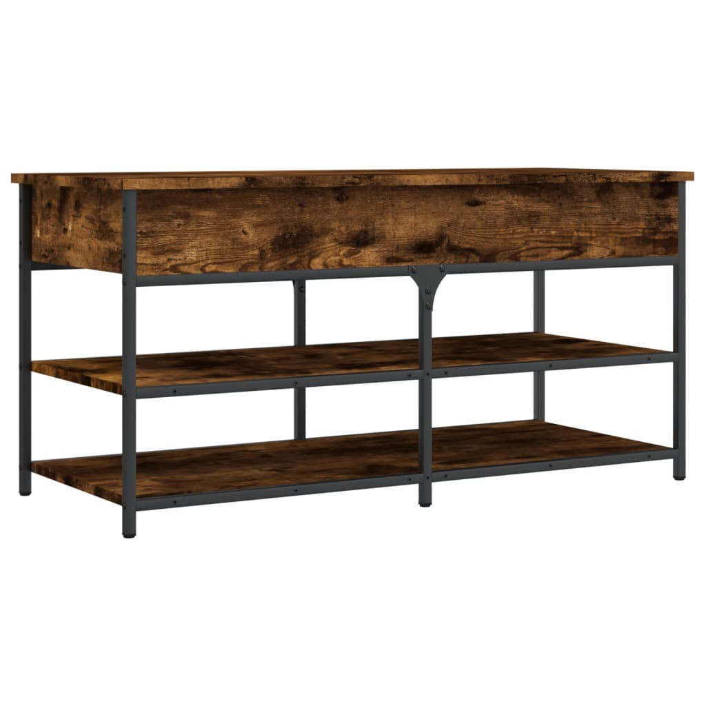 vidaXL Shoe Bench Smoked Oak 100x42.5x50 cm Engineered Wood