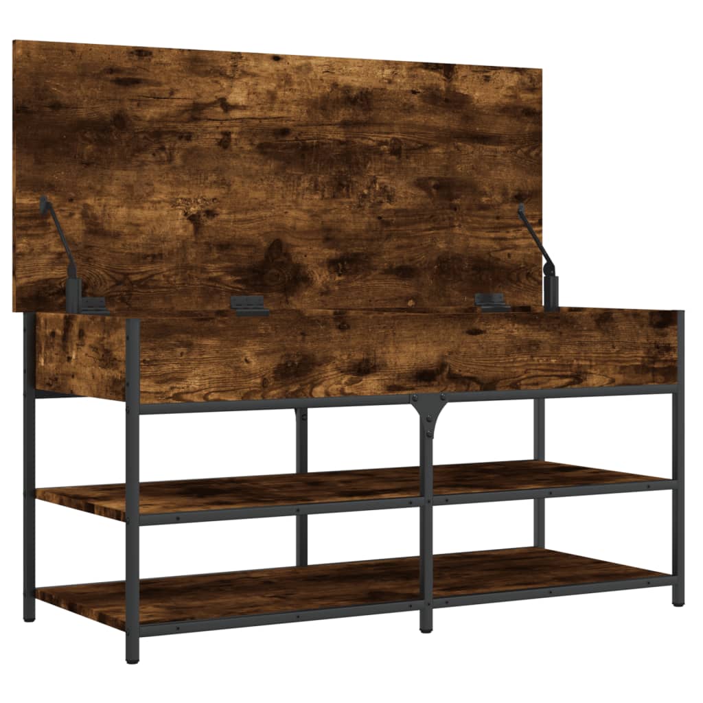 vidaXL Shoe Bench Smoked Oak 100x42.5x50 cm Engineered Wood