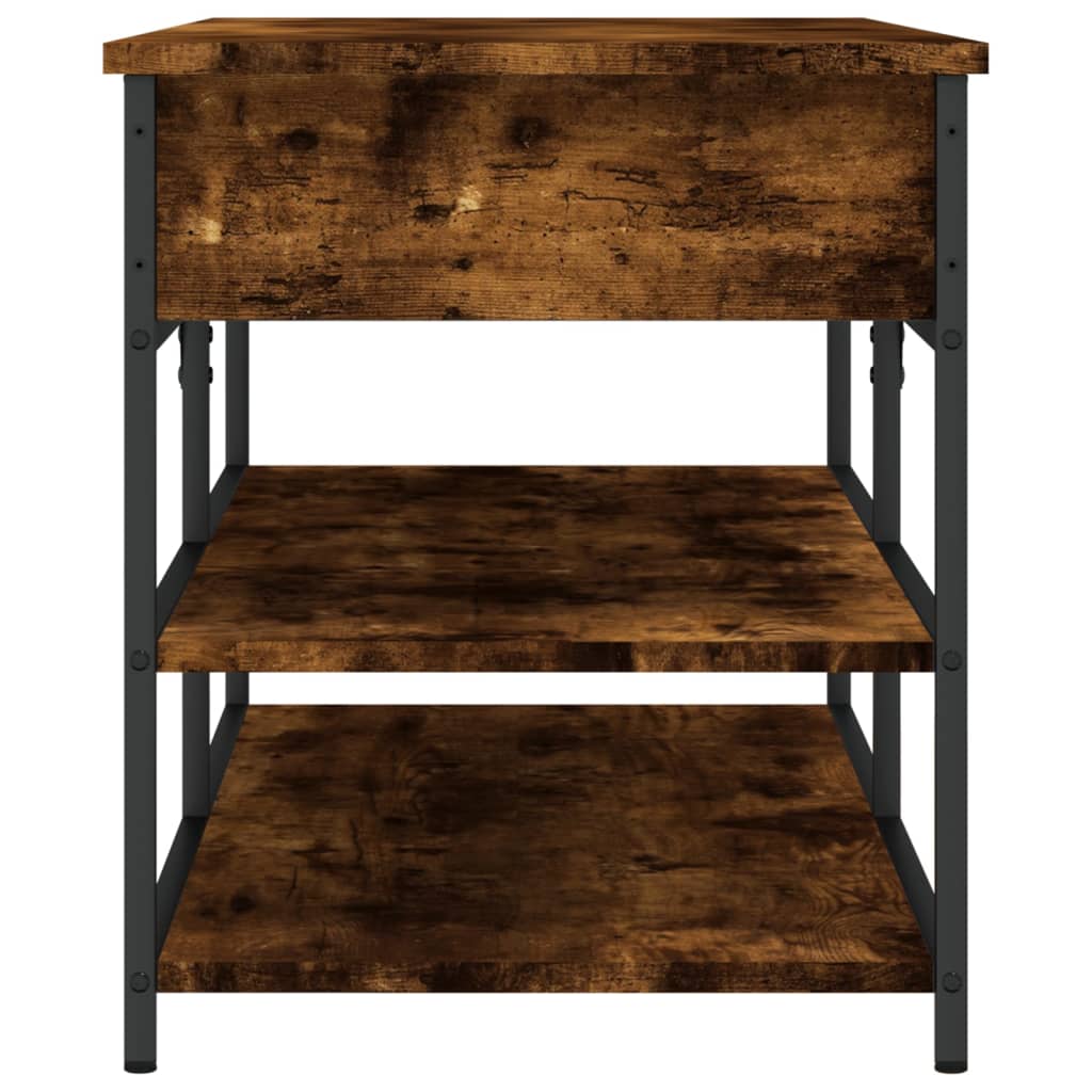 vidaXL Shoe Bench Smoked Oak 100x42.5x50 cm Engineered Wood