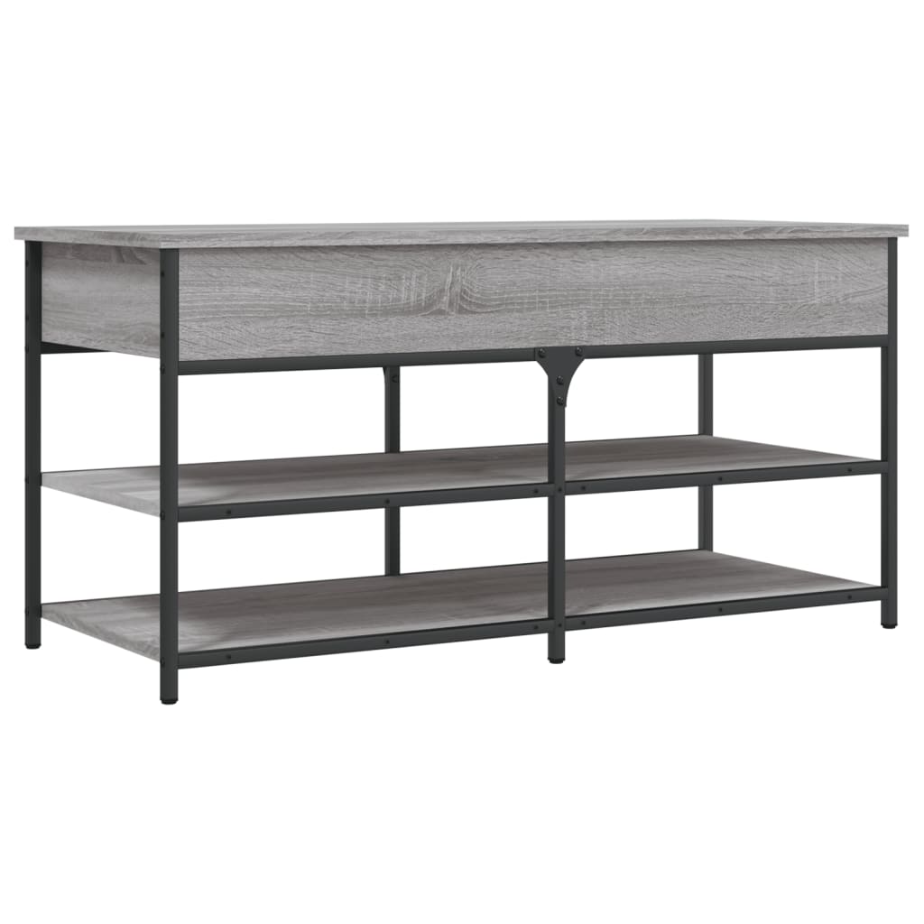 vidaXL Shoe Bench Grey Sonoma 100x42.5x50 cm Engineered Wood