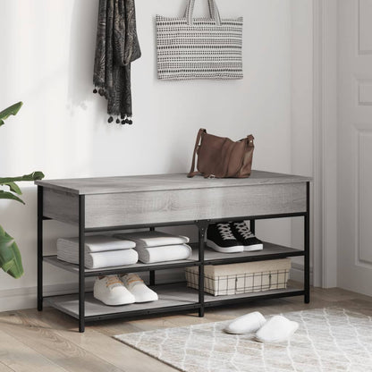 vidaXL Shoe Bench Grey Sonoma 100x42,5x50 cm Engineered Wood
