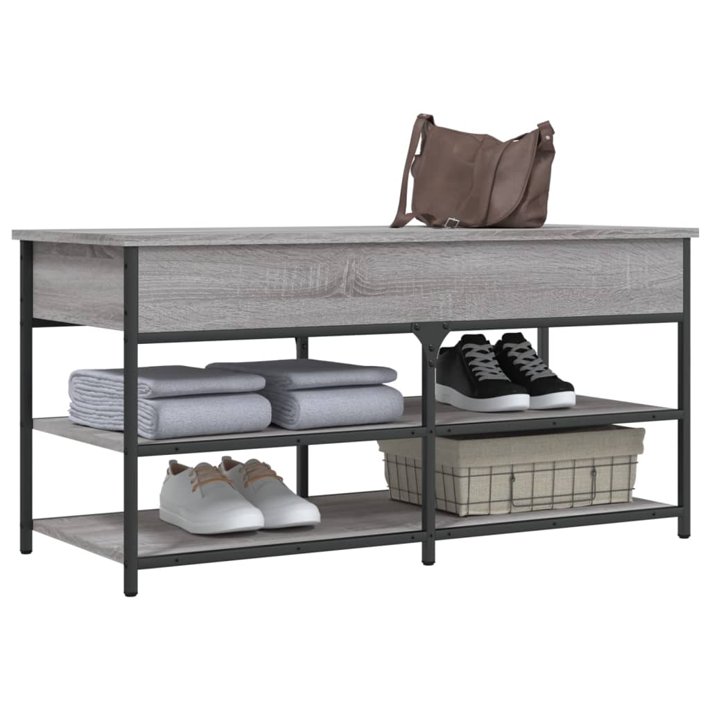 vidaXL Shoe Bench Grey Sonoma 100x42,5x50 cm Engineered Wood