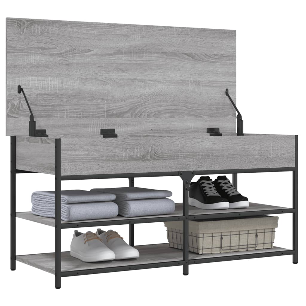 vidaXL Shoe Bench Grey Sonoma 100x42,5x50 cm Engineered Wood