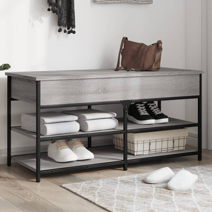 vidaXL Shoe Bench Grey Sonoma 100x42,5x50 cm Engineered Wood