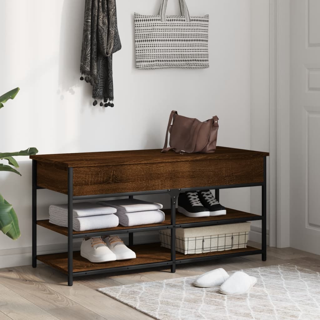 vidaXL Shoe Bench Brown Oak 100x42.5x50 cm Engineered Wood