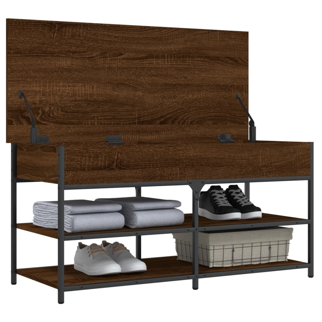 vidaXL Shoe Bench Brown Oak 100x42,5x50 cm Engineered Wood