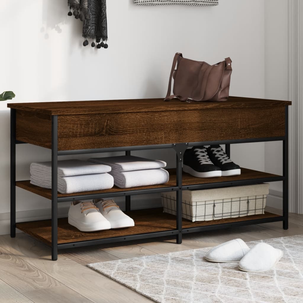 vidaXL Shoe Bench Brown Oak 100x42,5x50 cm Engineered Wood
