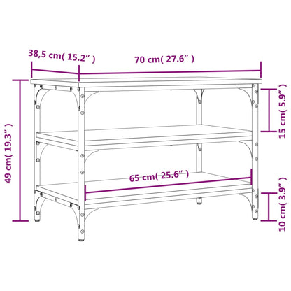 vidaXL Shoe Bench Black 70x38.5x49 cm Engineered Wood