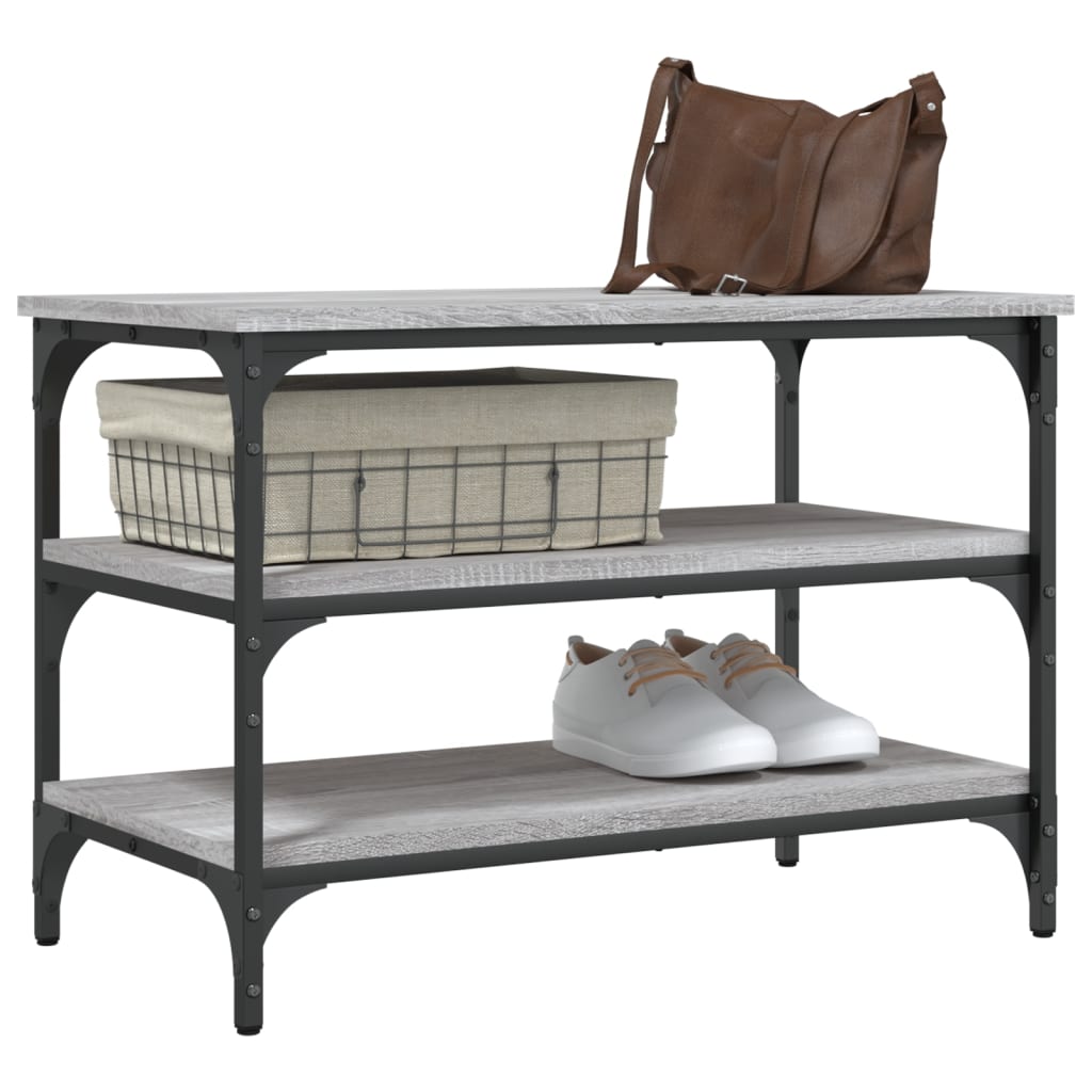 vidaXL Shoe Bench Grey Sonoma 70x38,5x49 cm Engineered Wood