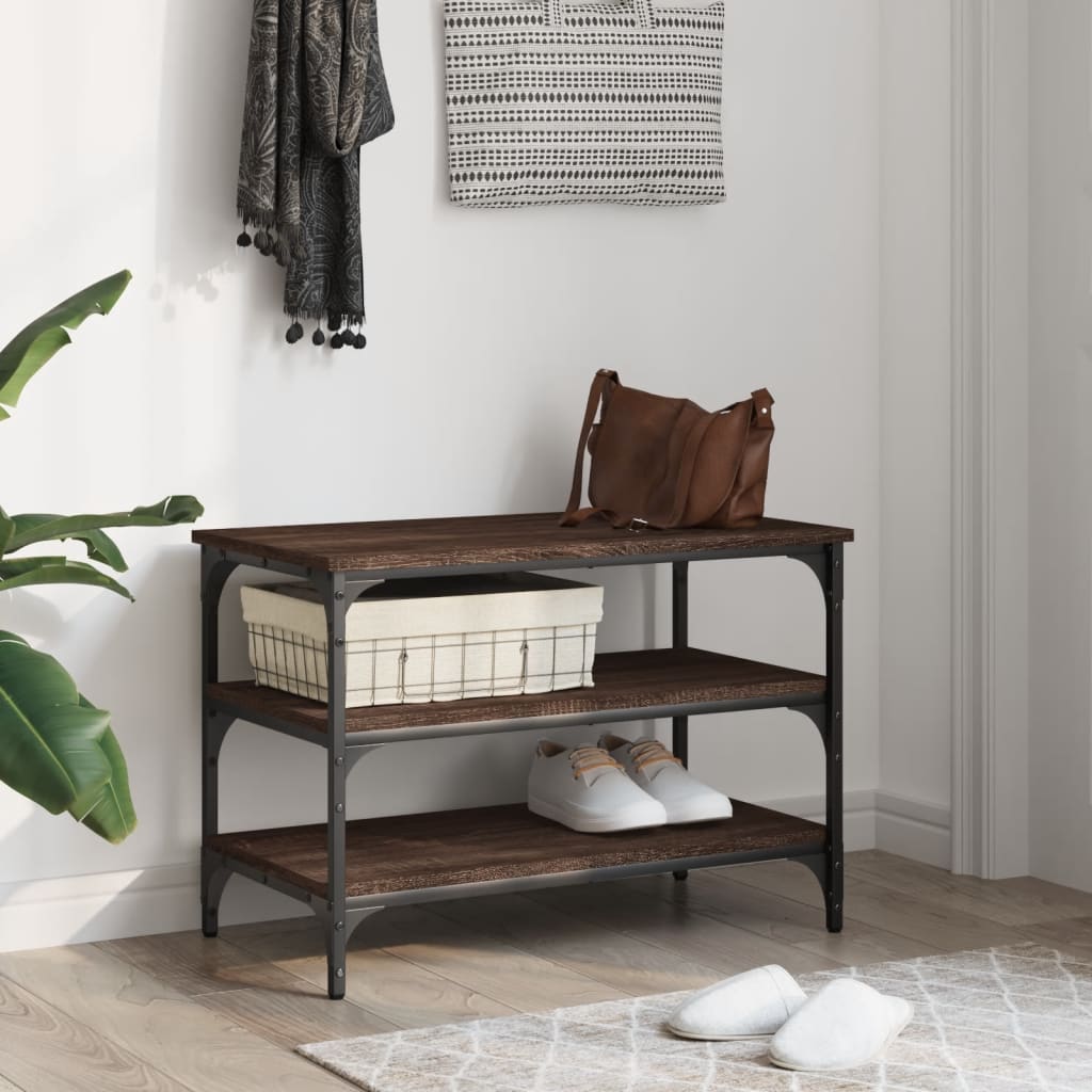 vidaXL Shoe Bench Brown Oak 70x38.5x49 cm Engineered Wood