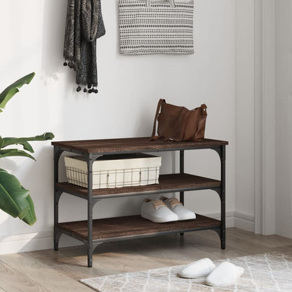 vidaXL Shoe Bench Brown Oak 70x38.5x49 cm Engineered Wood