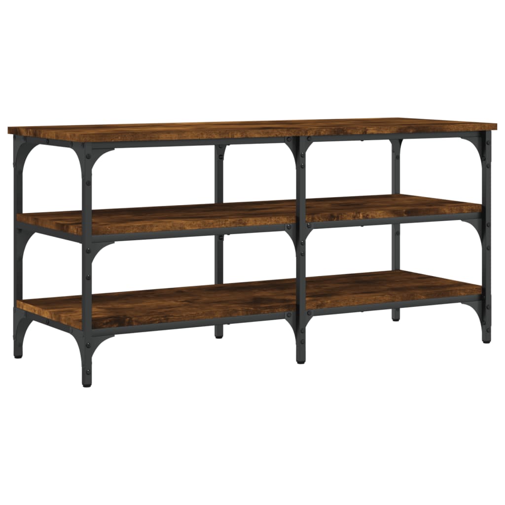 vidaXL Shoe Bench Smoked Oak 100x38.5x49 cm Engineered Wood