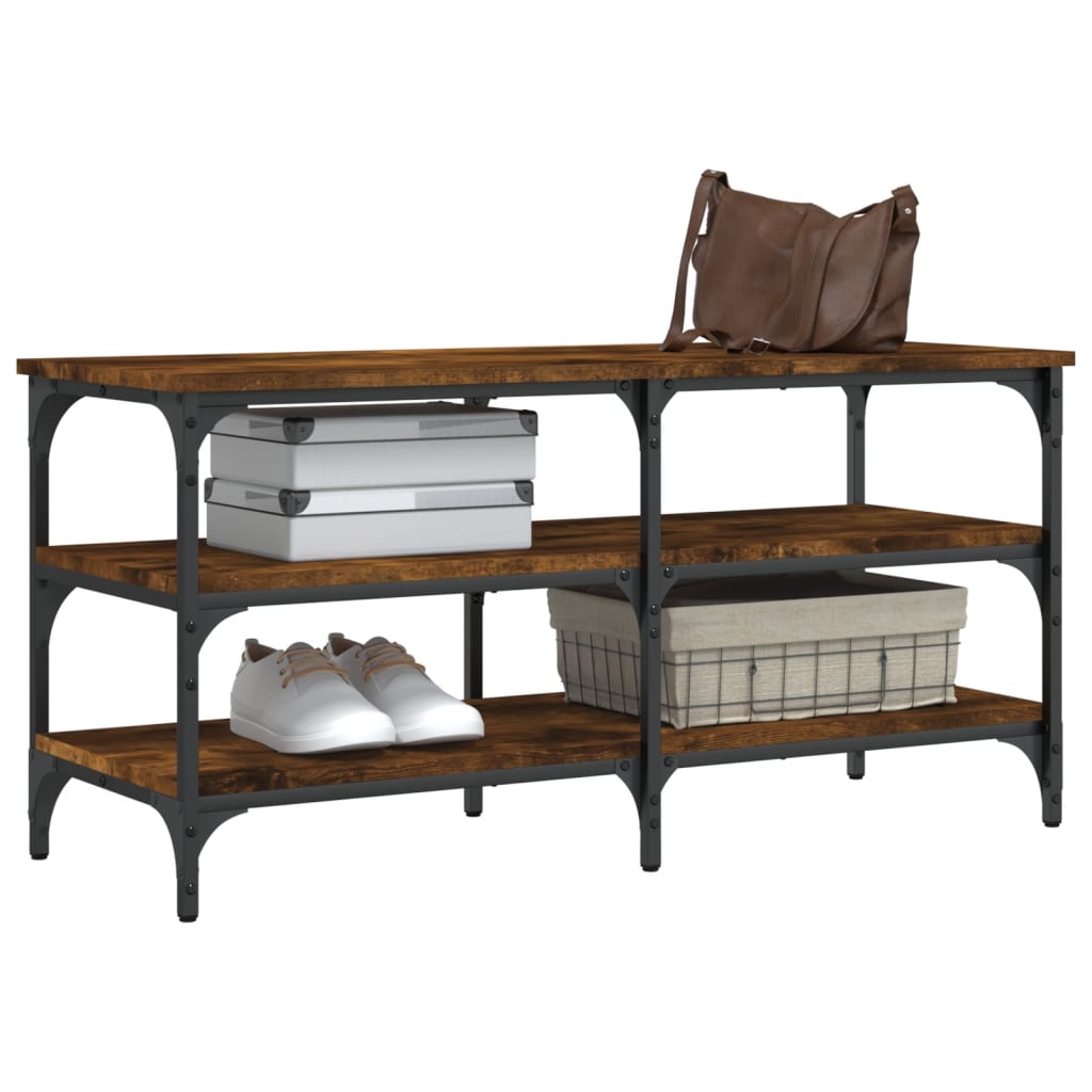 vidaXL Shoe Bench Smoked Oak 100x38.5x49 cm Engineered Wood