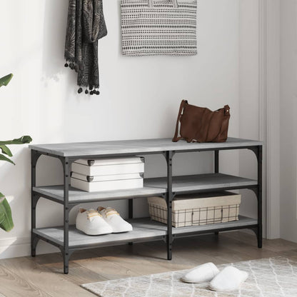 vidaXL Shoe Bench Grey Sonoma 100x38.5x49 cm Engineered Wood